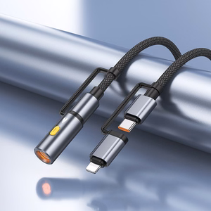 Kaabel All-in-one USB C / Lightning to USB C / Auto suitsetaja pesa Hoco PD 3A 60W 1,2 m U138 hall
