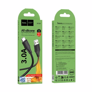 Силиконовый кабель USB A to USB C Hoco 3A 1 м X124 чёрный
