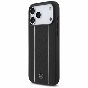 Mercedes Leather Star Pattern Stripes MagSafe Ümbris jaoks iPhone 17 Pro Max - Must