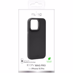 Puro Icon Mag Pro MagSafe Silicone Ümbris jaoks iPhone 15 Pro - Must