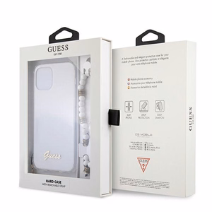 Guess GUHCP12LKPSWH iPhone 12 Pro Max 6.7" läbipaistev kõvakaaneline valge pärlmutter