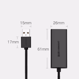 Ugreen väline võrgukaart RJ45 - USB 2.0 100 Mbps Ethernet must (CR110 20254)