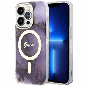 Guess GUHMP14LHTMRSU iPhone 14 Pro 6.1" lilla/lilla hardcase Golden Marble MagSafe