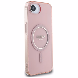 Guess IML Glitter Circle MagSafe ümbris jaoks iPhone 16e - roosa