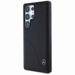 Mercedes Leather Curved Stitches Ümbris jaoks Samsung Galaxy S25 Ultra - must