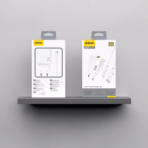 Dudao A23TEU 2.4A GaN USB-A Wall Charger with USB-A - USB-C Cable - White
