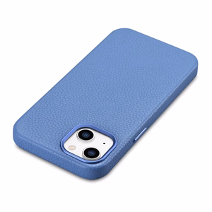 iCarer Litchi Premium Leather Case iPhone 14 Plus Magnetic Leather Case with MagSafe Light Blue (WMI14220711-LB)