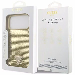 Guess Rhinestone Triangle Logo Ümbris jaoks iPhone 17 Pro Max - Kuldne