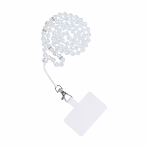 CRYSTAL DIAMOND Phone lanyard, Phone pendant / cord length 74cm (37cm in the loop) / on neck - valge