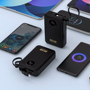 Dudao K14+ akupank 20000mAh 22.5W USB-C / USB-A / sisseehitatud Lightning ja USB-C kaablid - must