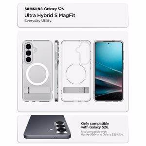 Spigen Ultra Hybrid S Mag MagSafe ümbris Samsung Galaxy S26 - läbipaistev ja valge