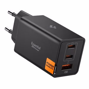 Spigen Essential EE673EU 3-port laadija 2xUSB-C 1xUSB-A 67W - must