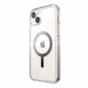 Speck GemShell Grip MagSafe ümbris seadmele iPhone 15 Plus / 14 Plus, läbipaistev kroomivärvi detailidega
