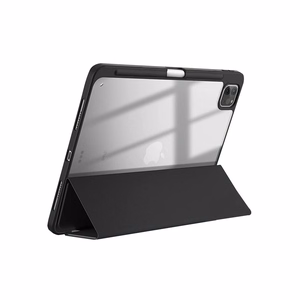 Crong PrimeFolio kaanega ümbris seadmele iPad Air 11" (2026–2024) / iPad Air 10.9" (5. / 4. põlvkond) / iPad Pro 11" (2022–2021), Apple Pencili hoidikuga, must ja läbipaistev
