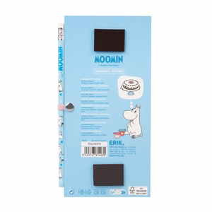 Moomins magnetiline külmkapile kinnitatav ostunimekirjaplokk pliiatsiga, 10 × 21 cm