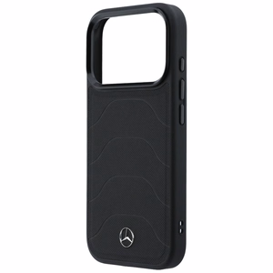 Mercedes Leather Mesh with Bow Line MagSafe ümbris iPhone 17 Pro Max jaoks, must