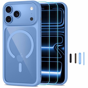 Tech-Protect MagOne CC MagSafe ümbris 2 karastatud klaasiga mudelitele iPhone 18 Pro Max / 17 Pro Max, läbipaistev sinine