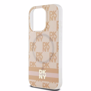DKNY IML Checkered Mono Pattern & Printed Stripes MagSafe ümbris jaoks iPhone 15 Pro - roosa