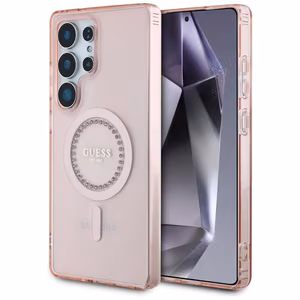 GUESS ümbris jaoks SAMSUNG S25 Ultra GUHMS25LPFTDTEP (Magnetic IML Rhinestones) roosa