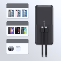 Powerbank Choetech B654 10000mAh 22.5W USB-A / USB-C / micro USB sisseehitatud USB-C / Lightning kaabliga - must