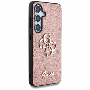 Guess Fixed Glitter Big 4G Metal Logo Ümbris jaoks Samsung Galaxy S25 roosa