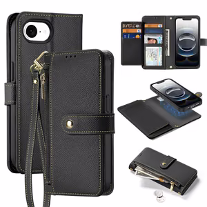 Dux Ducis Lawa iPhone 16e Leather Ümbris with Detachable Magnetic Wallet - Must