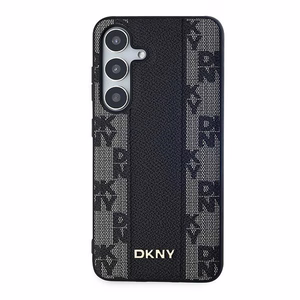 DKNY Leather Checkered Mono Pattern MagSafe ümbris jaoks Samsung Galaxy S24 - must