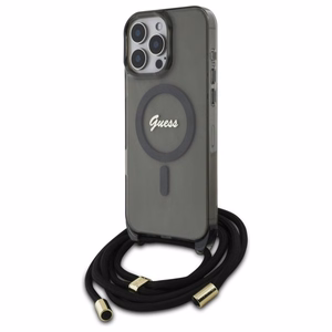 Guess Crossbody Cord Script MagSafe Ümbris jaoks iPhone 16 Pro Max - must
