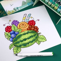 Double-sided Marker Pens ARRTX Alp, 24 Colours, roheline tone shade