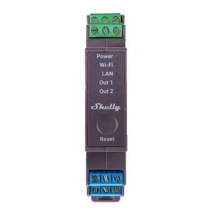 Shelly Pro 2 DIN-liistule paigaldatav 2-kanaliline relee, WiFi/LAN
