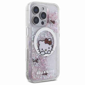 Hello Kitty Liquid Glitter Sweet Kitty Bows MagSafe iPhone 16 Pro Ümbris - Valge
