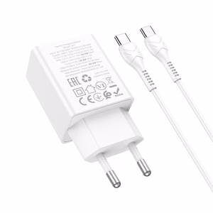 Charger Hoco N71 30W GaN USB-C/USB-A + USB-C to USB-C cable 1.0m white