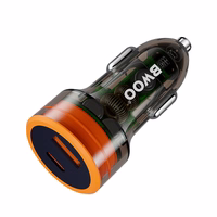 BWOO PD autolaadija 1x USB-C - USB-A port 38W läbipaistev