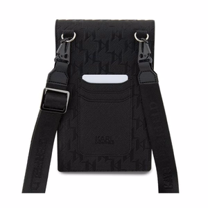Karl Lagerfeld Saffiano Monogram Ikonik õlakott nutitelefonile, must