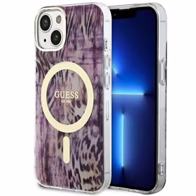 Guess Leopard MagSafe ümbris jaoks iPhone 14 - roosa