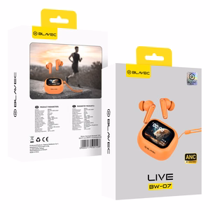 Blavec Bluetooth TWS Kõrvaklapid BW-07 Live LCD ekraaniga (BW07L-O) oranžid