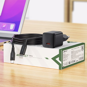 Acefast A118 30W GaN USB-C сетевое зарядное устройство с кабелем 1.2m USB-C на Lightning - черный