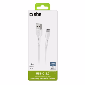 SBS TECABLEMICROC15W USB-A - USB-C Kaabel 1.5m - valge