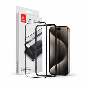 Crong Anti-Bacterial 3D Armor Glass antimikroobne 9H täisliimiga karastatud ekraanikaitseklaas seadmele iPhone 15 Pro koos paigaldusraamiga