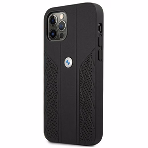 BMW Leather Curve perforeeritud ümbris iPhone 12 Pro Max'ile - must