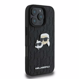 Karl Lagerfeld Monogram Karl & Choupette Head Pin iPhone 16 Pro Ümbris - must