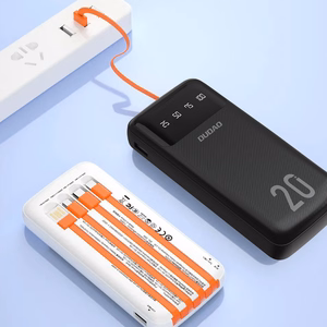 Dudao powerbank большой емкости с 4 встроенными кабелями 20000mAh USB Type C + micro USB + Lightning + USB-A (вход) - черный (Dudao K6Pro+)