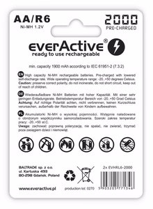 Laetavad akud everActive Ni-MH R6 AA 2000 mAh Silver Line