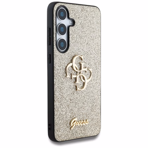 Guess Fixed Glitter Big 4G Metal Logo ümbris jaoks Samsung Galaxy S25 kuldne