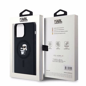 Чехол Karl Lagerfeld для iPhone 15 Pro Max совместимый с MagSafe KLHMP15XSCMKCRHK (Silicone KC Body Ring) чёрный