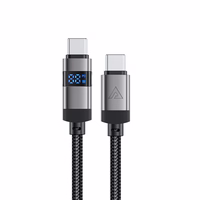 Acefast C15-03 USB-C - USB-C kaabel ekraaniga 480Mb/s 60W 1.2m - must