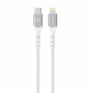 Blavec Kaabel Raptor braided - Type C to Lightning - PD 20W 2,4A 0,5 metres Apple CarPlay (CRA-CL24WS05) valge-hõbedane