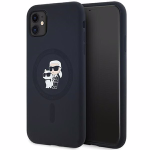 Силиконовый чехол Karl Lagerfeld Karl&Choupette MagSafe для iPhone 11 / Xr - чёрный