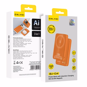 Blavec akupank 10000mAh BJ-04 Slim 13,5mm - Type C - 22,5W magnetiline Magsafe 3 in 1 (PBBJ04-MC10O) oranž klaas