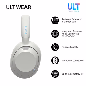 Sony ULT WEAR – juhtmevabad Bluetooth-kõrvaklapid ULT POWER SOUND, sügava bassi, mürasummutuse ja kuni 30 h akuga